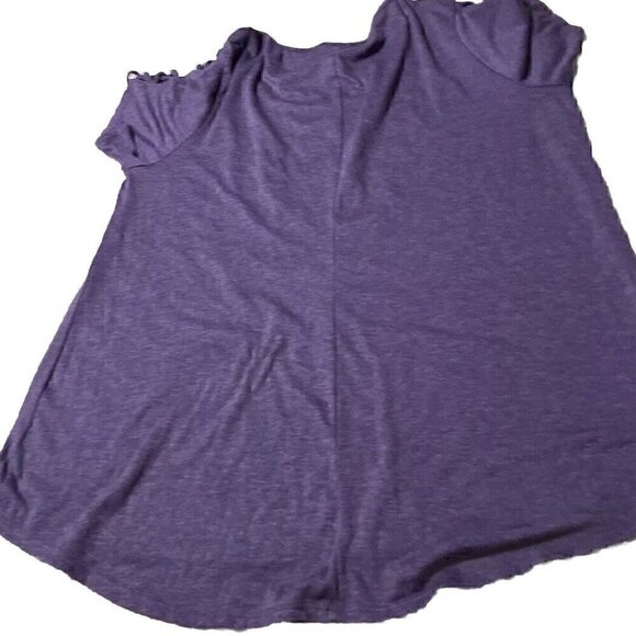 NAIF Women’s Sz XXL Purple Blouse Top Short Tie Sleeves Shirt Plus Size 2XL - Picture 12 of 13